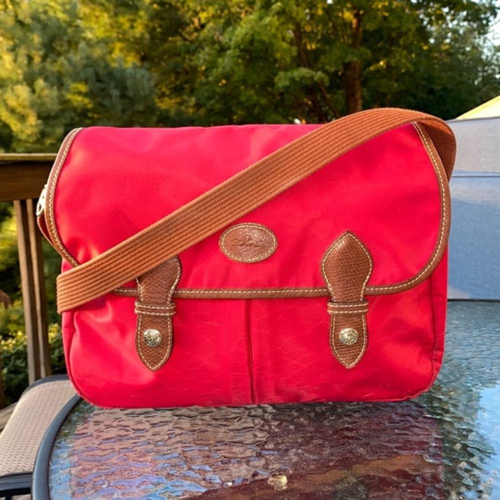 Longchamp crossbody messenger bag red